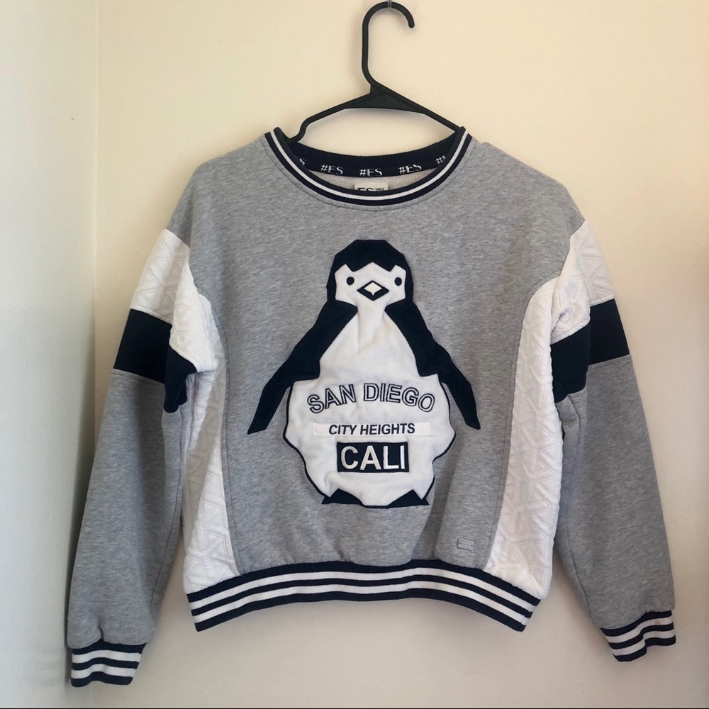 Gray penguin crew neck sweatshirt